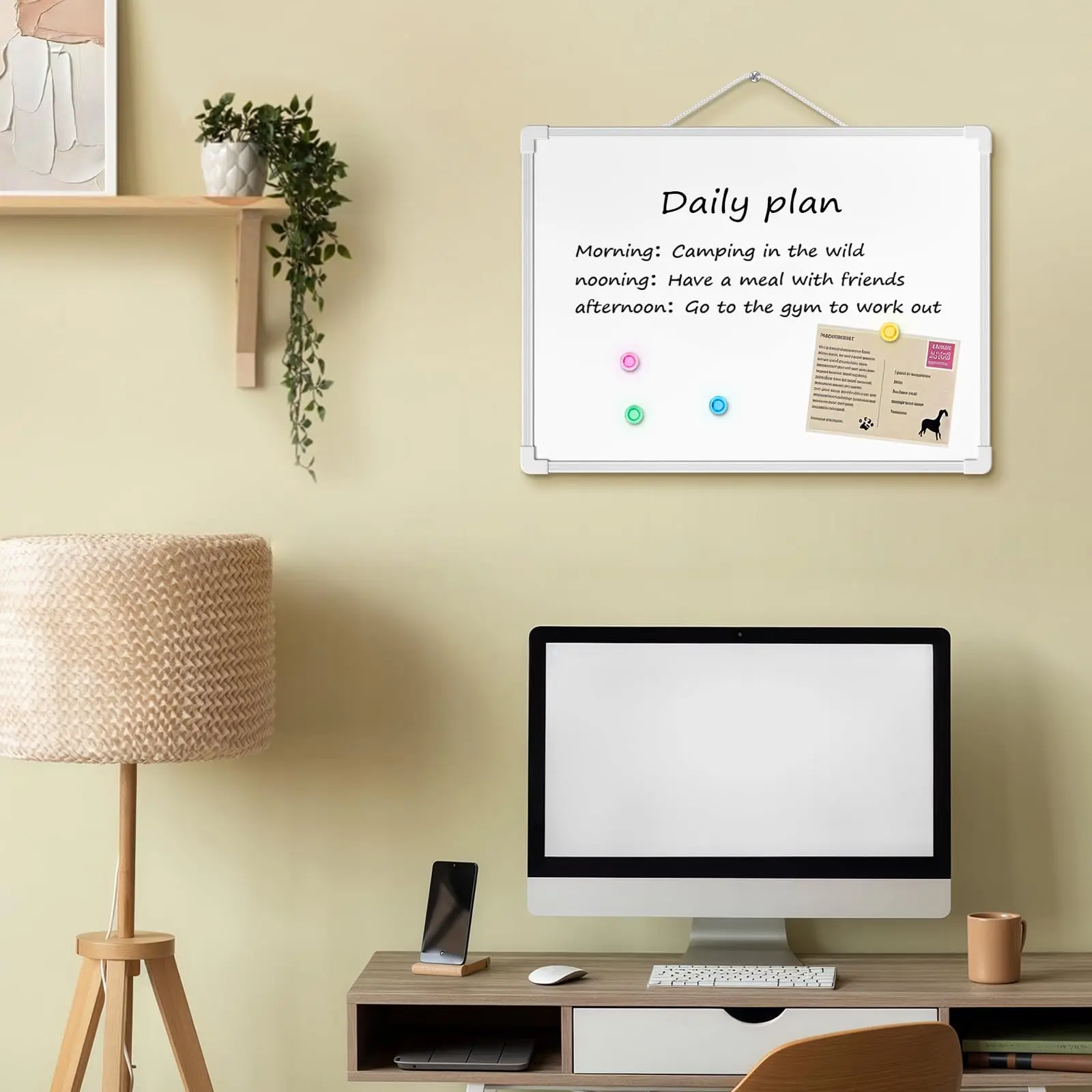 Small Dry Erase Board for Wall 15.7" x 11.8" Double-Sided Small Whiteboard with 3 Markers & 4 Magnets