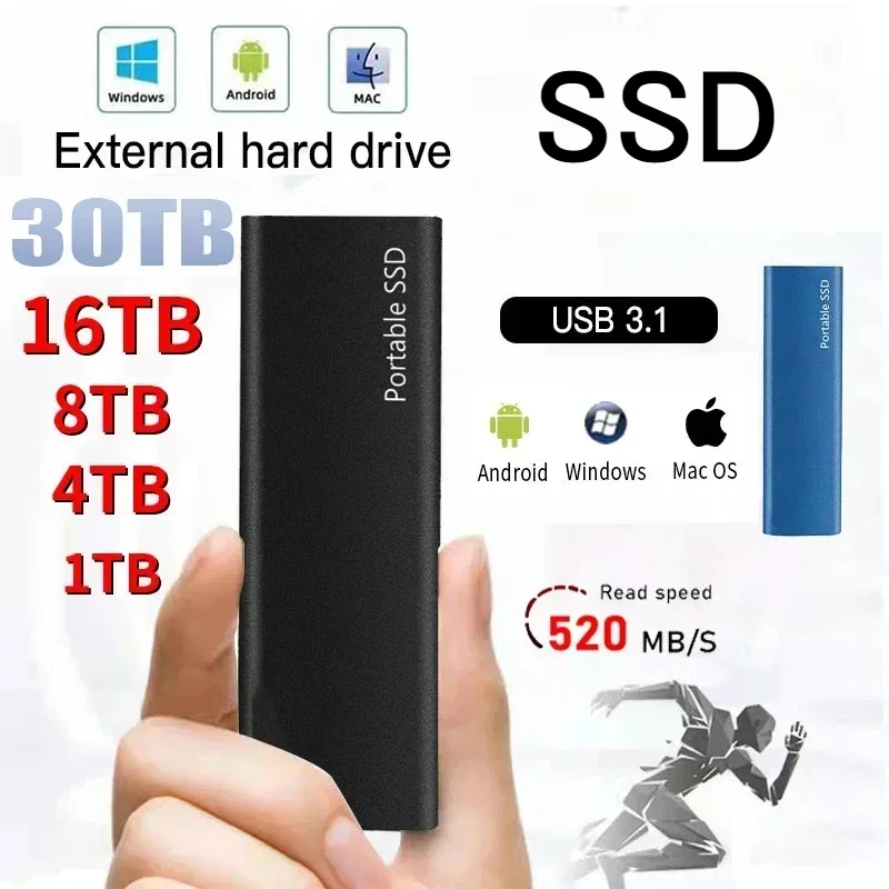 External hard drive external ssd portable ssd 1TB high speed solid state drive USB3.1 Type-C interface for laptop/Mac
