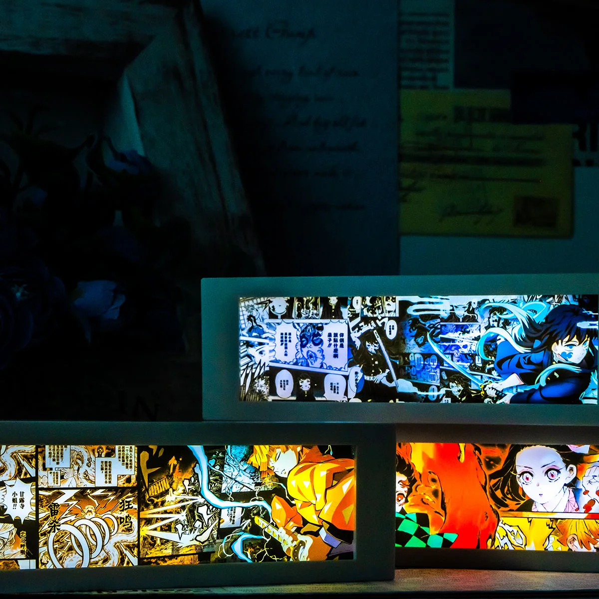 

3d Anime LED Lamp Box Demon Slayer Kamado Tanjirou Nezuko Action Figure Toys Night Light Room Decor Zenitsu ABS Model Xmas Gift