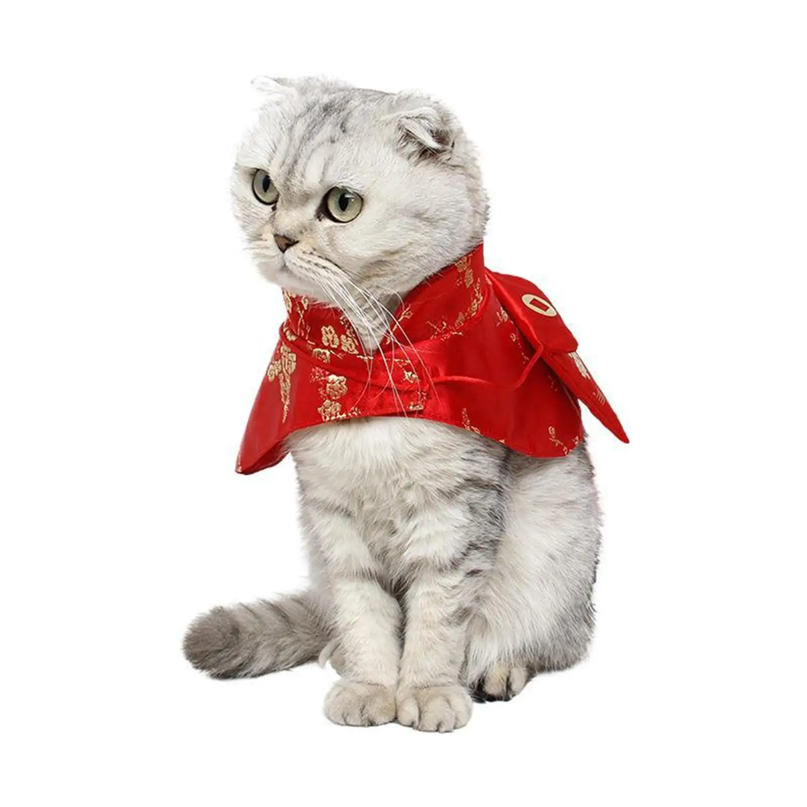 

Cat New Year Clothes Cloak Cosplay Party Costume Tang Suit Warm red S