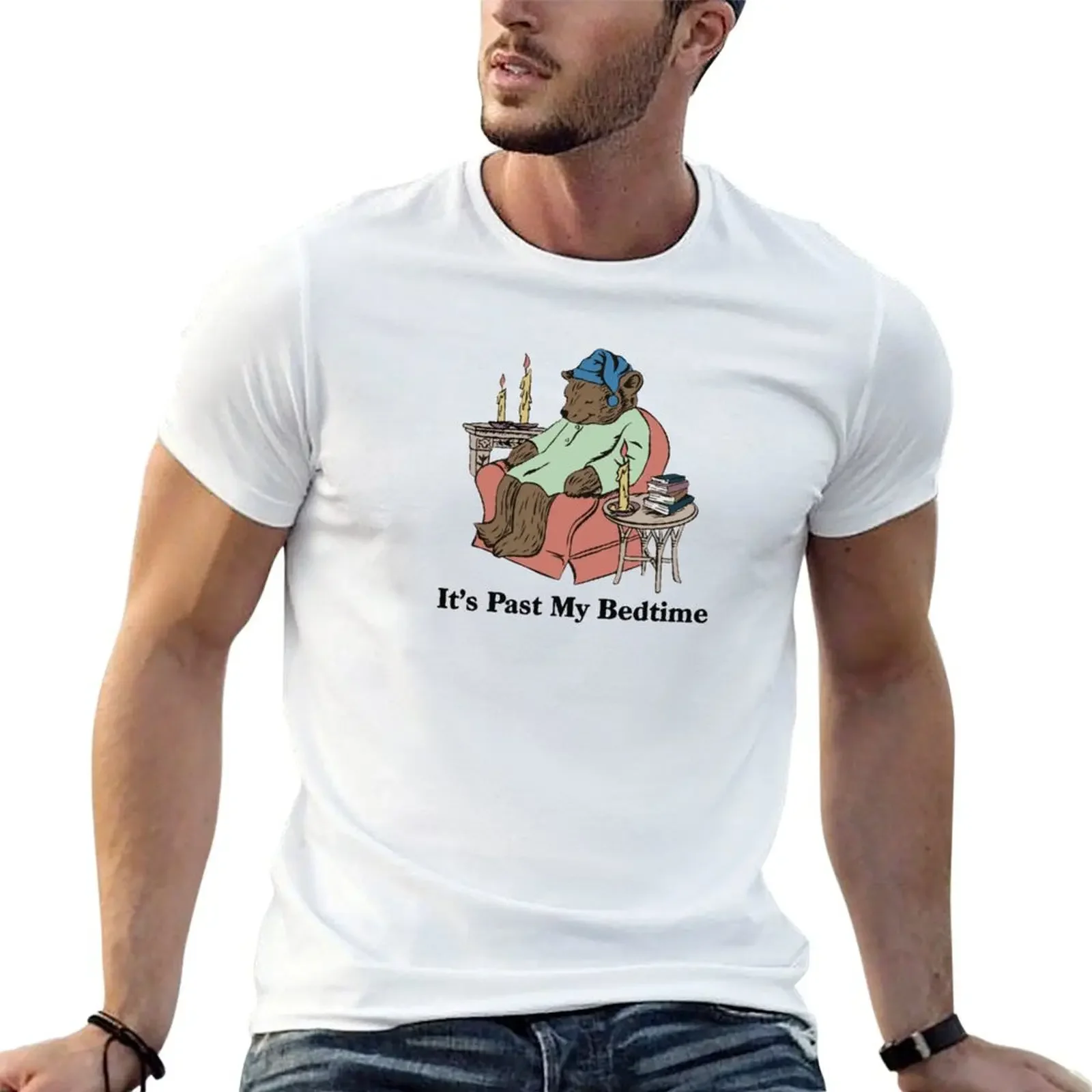 It's Past My Bedtime T-shirt vintage anime clothes T-shirts for men cotton