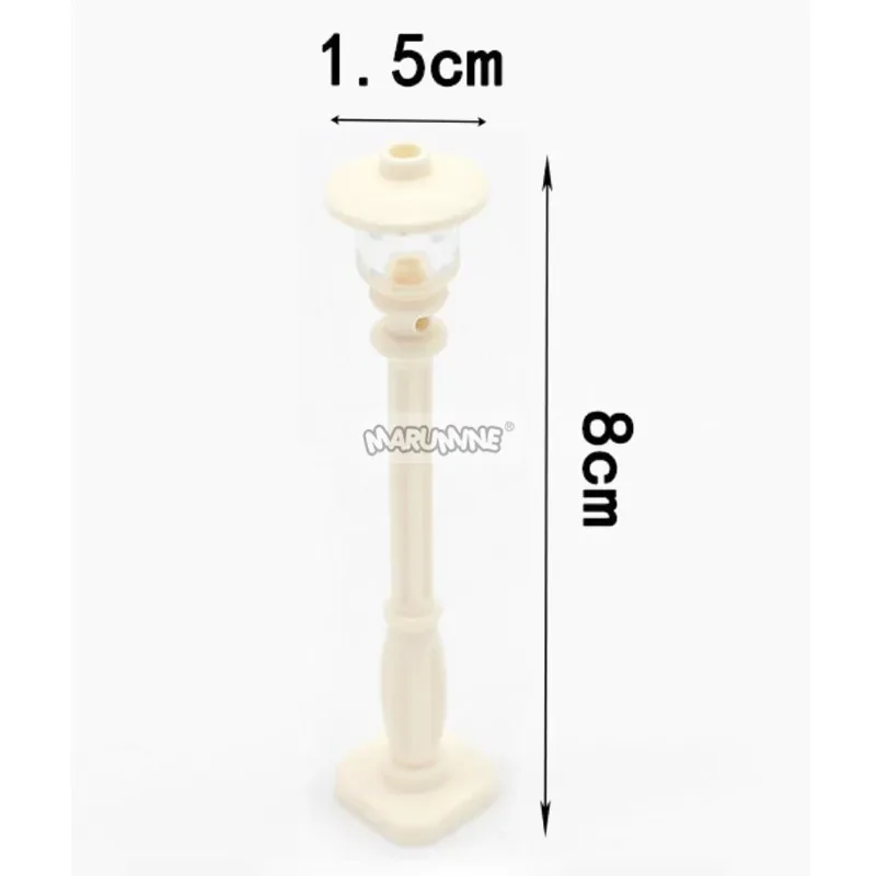 Marumine MOC Bricks Retro Street Light Lamp 10PCS City Park Road View Building Blocks Assembles Particles Parts 11062 4740 3626 4