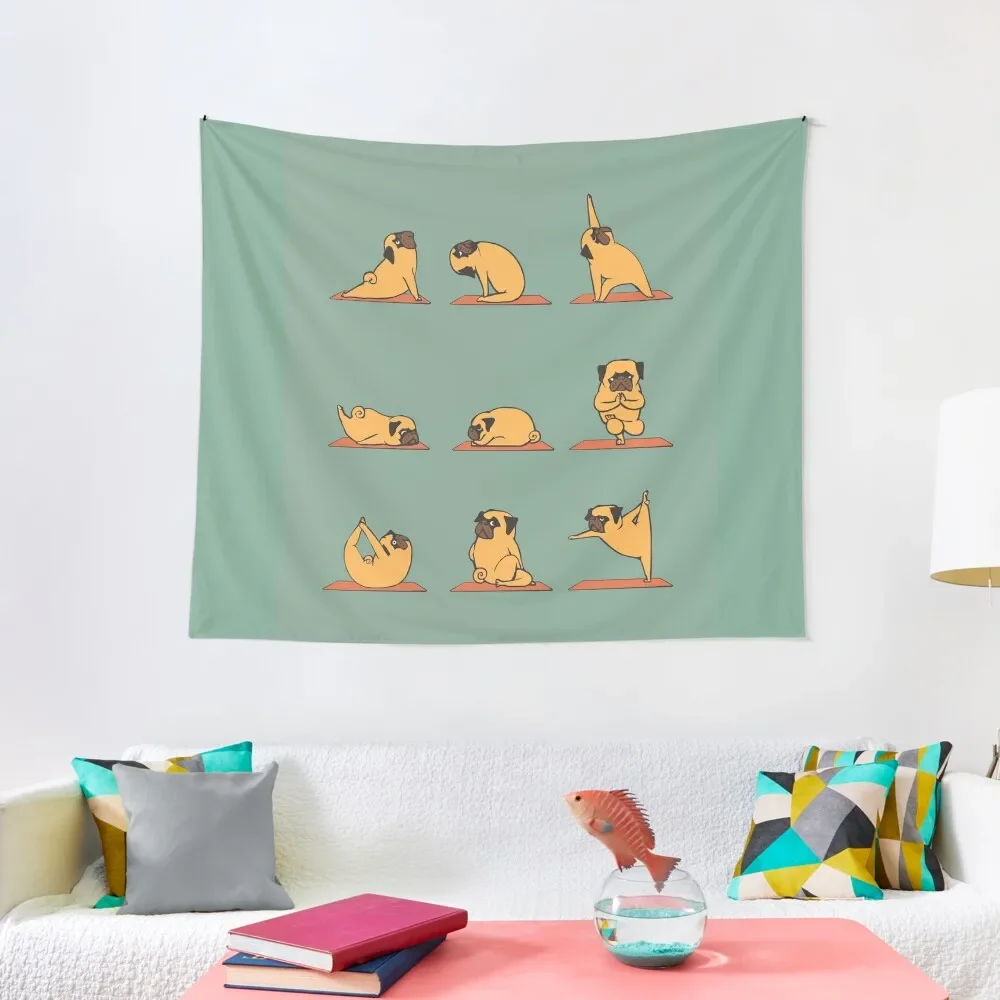 

Pug Yoga Tapestry Bedrooms Decorations Wall Hanging Decor Tapestry
