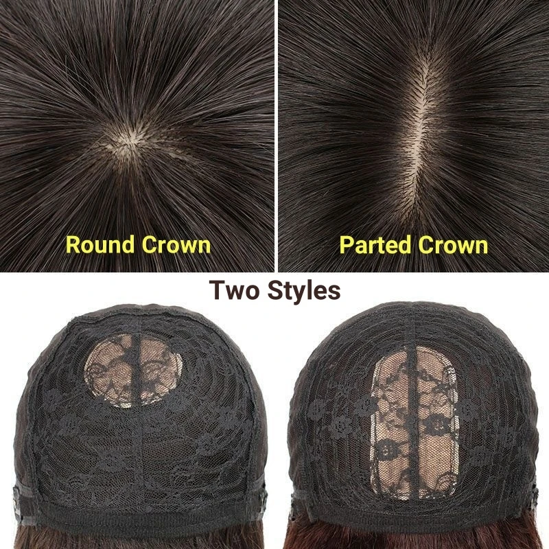 Parrucca corta per capelli umani per donna Parrucche diritte Toppers con frangia Parrucche per capelli brasiliani Parrucche Bob per cuoio capelluto naturale reale - immagine 3