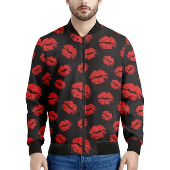 Giacca grafica Funky Red Lips per uomo donna felpa stampata in 3d Cool Casual Bomber Zipper giacche Street Fashion top Coat 1