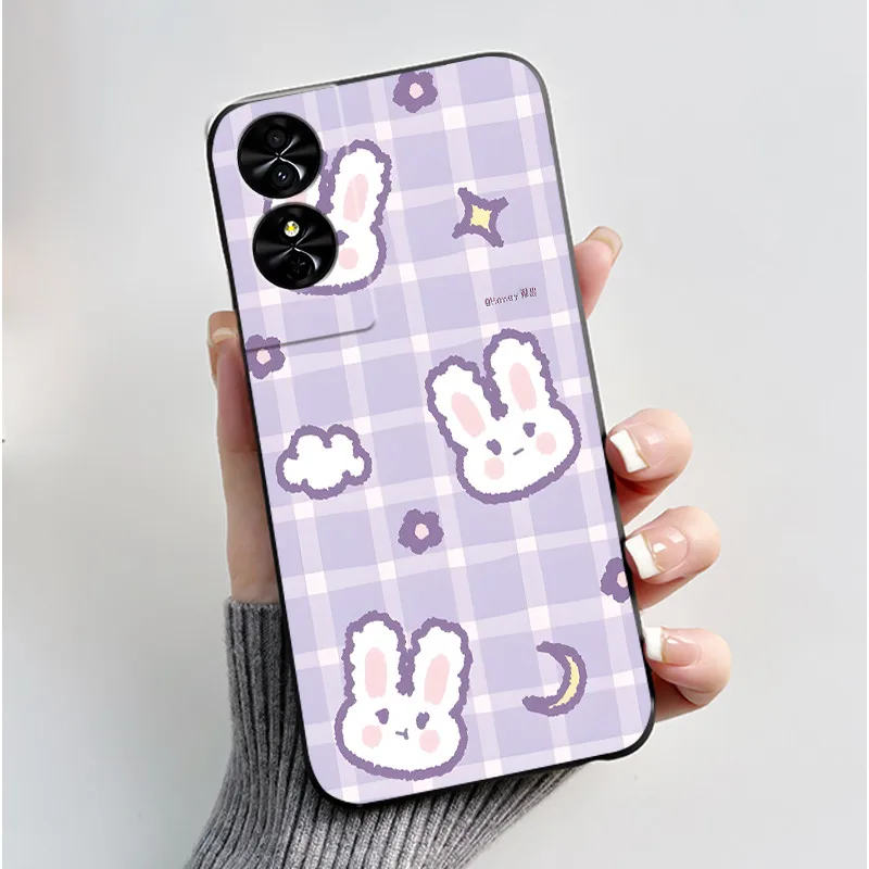 Cute Rabbit Cat Silicone Phone Case - Shockproof Soft Back Cover