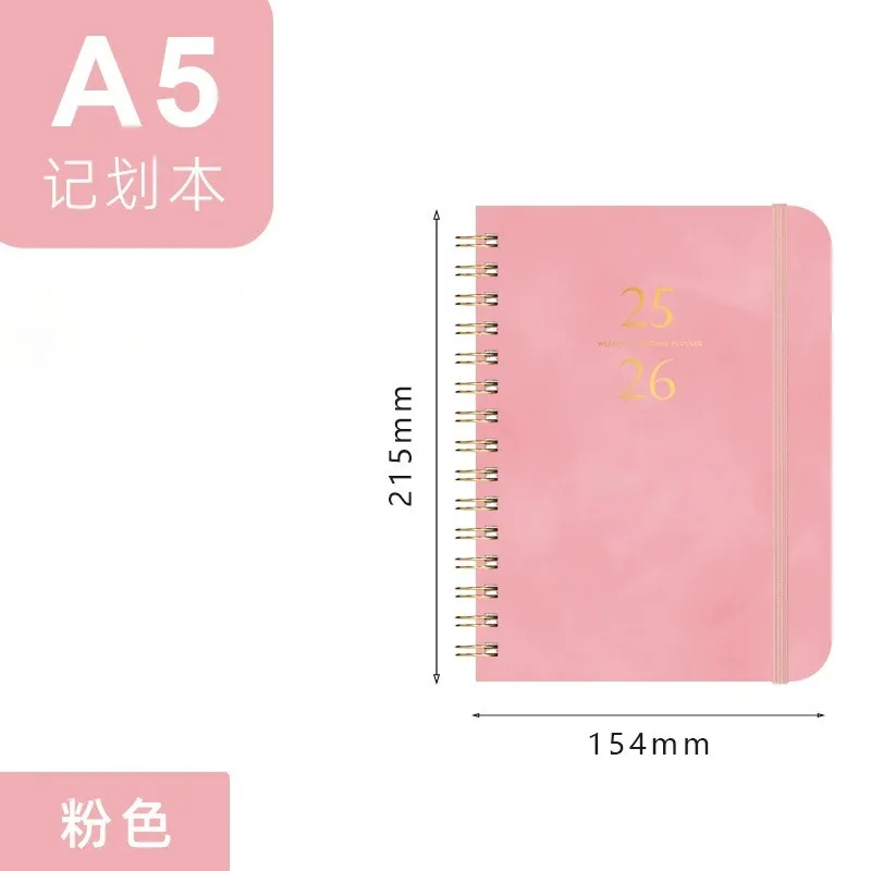 플래너, 주간 및 월간 플래너, 스프링 제본, 7월 25일부터 6월 26일까지, 하드커버 캘린더 플래너 북, 탭 포함