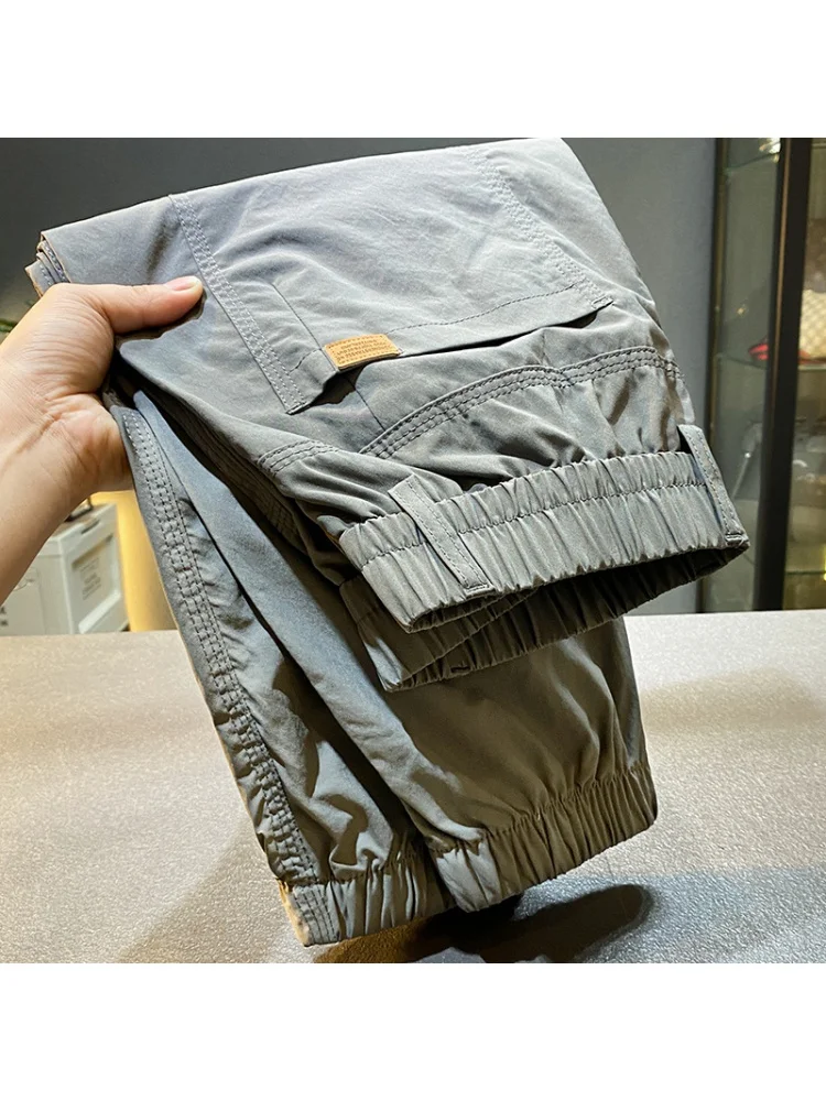 Khaki Casual Pants Men's 2024 Summer New High-End Trendy Loose Tappered Tooling Sports Thin Long Pants