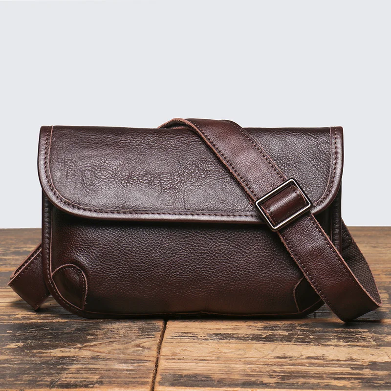 

Man Retro Casual Satchel Bag Vegetable Tanned Leather Daily Carry Clutch Men's Cell Phone Shoulder