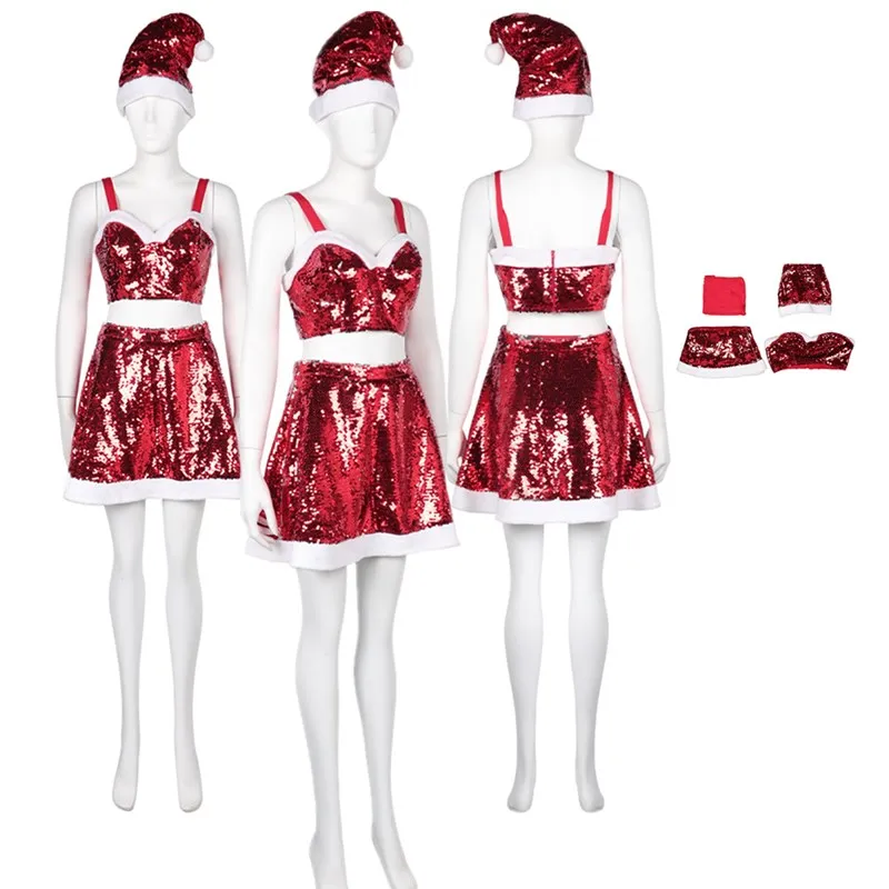 

Mean Cos Girls Regina George Cosplay Costume Adult Women Disguise Christmas Red Dress Hat Outfits Halloween Carnival Party Suit