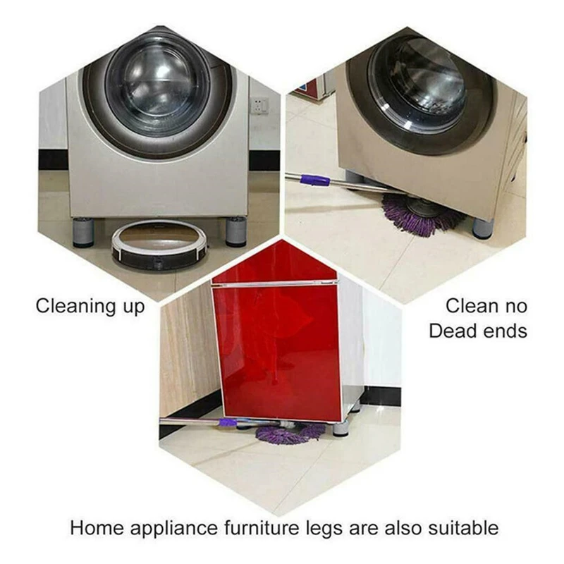 4Pcs Washing Machine Anti Vibration Pads Universal Dampers Fixed Base Lifting Rubber Feet Anti Slip Mute Furniture Leveler