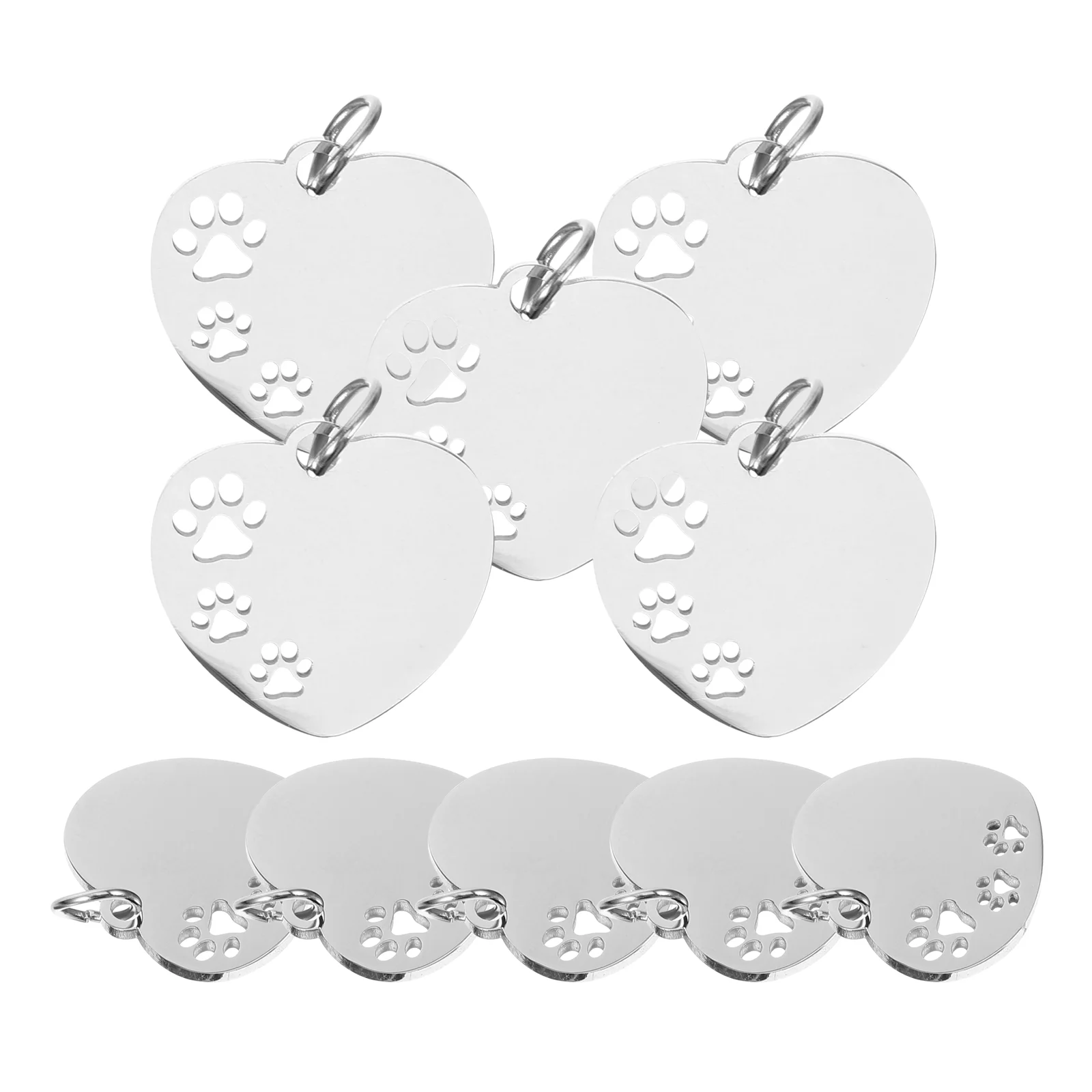 

10pcs Heart Shape Dog ID Tag Stainless Steel Pets Name Tag Puppy Blank DIY Dog ID Tag