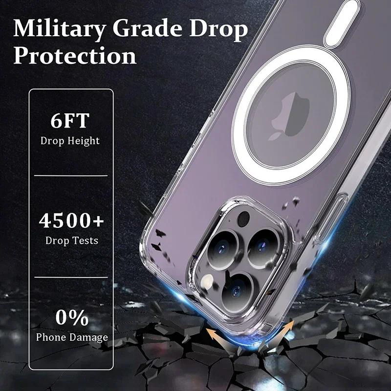 Official Magnetic Transparent Case For iPhone 15 14 13 11 12 Pro Max Plus Shockproof For Magsafe Wireless Charge Acrylic Cover