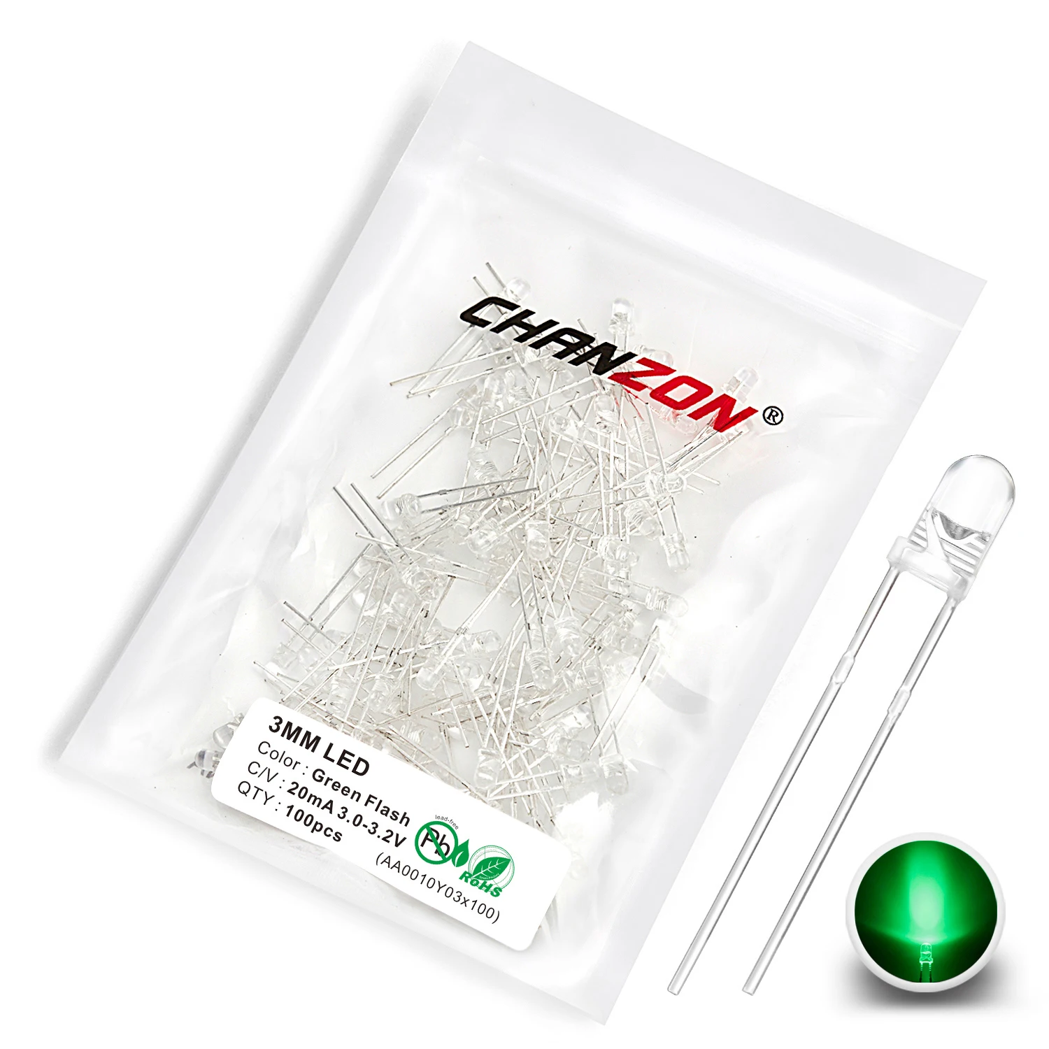 25 LED Da 3mm Verdi Diffusi - Alta Luminosità 2500-2700mcd, 530nm, Per Modellismo E Illuminazione
