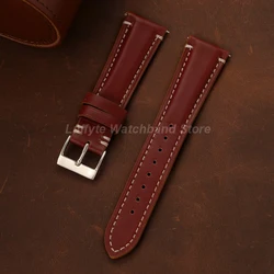 Vintage Genuine Leather Watchband Strap - High - Quality Cowhide with Quick Release Design, Unisex Watch Bracelet Accessories - 22mm (Red Brown)