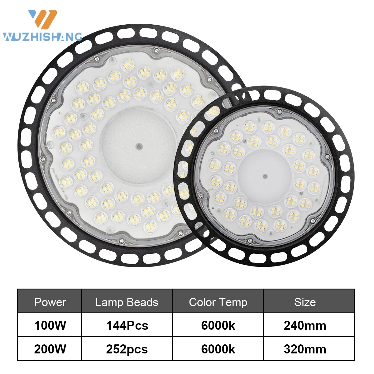 200W 6500K UFO LED High Bay Lights AC 80-260V IP65 Waterproof Commercial Industrial Market Warehouse Garage Workshop Garage Lamp