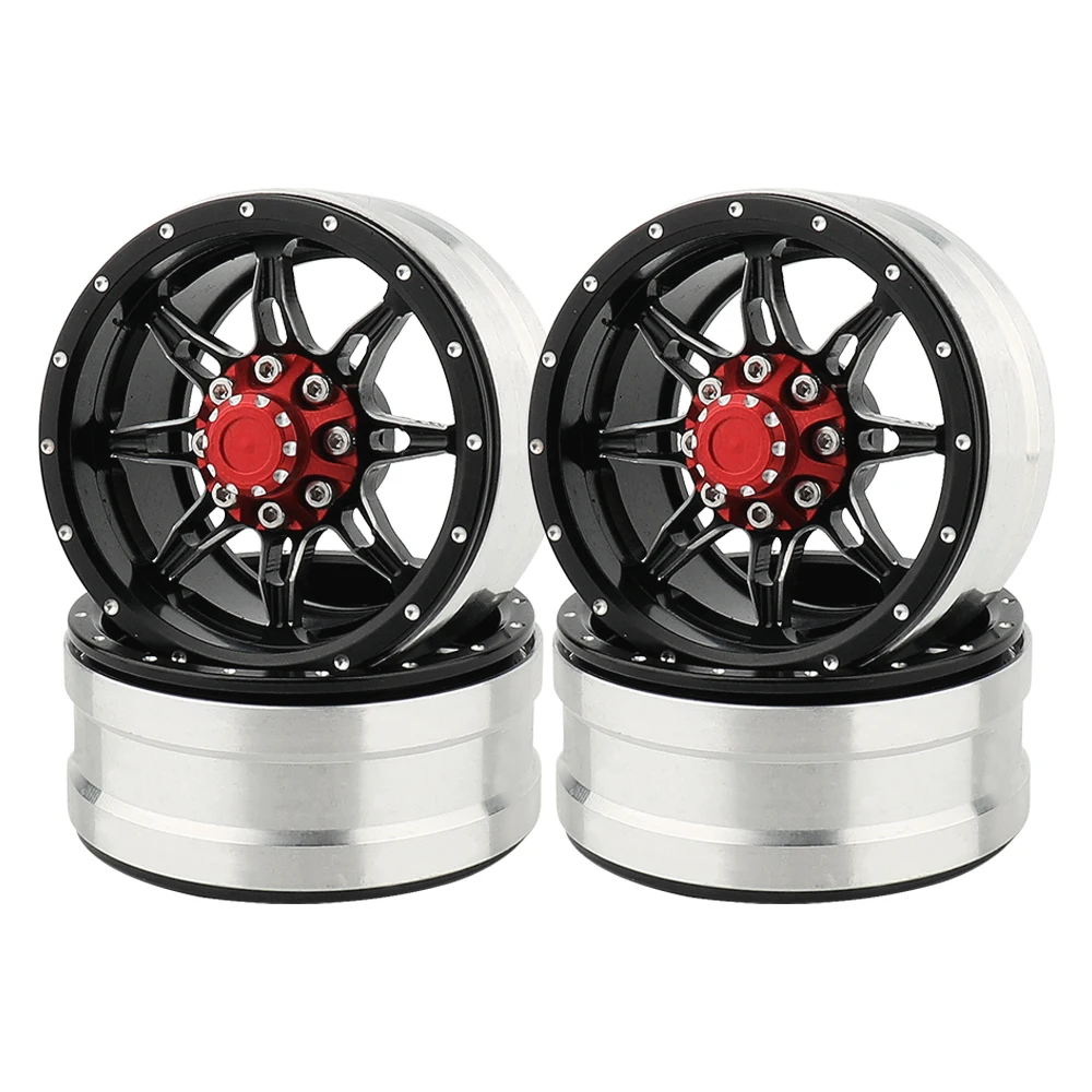 RC-Hub 1.9" Aluminum Beadlock Wheels (4) - For RC Crawlers Like D90, SCX10, CC01, Black & Silver - View #4