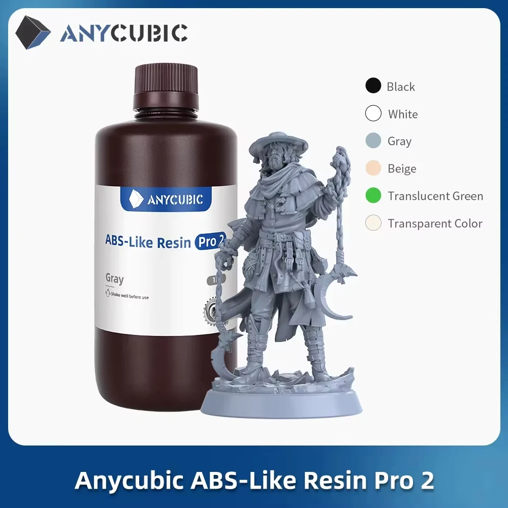 Resina ANYCUBIC ABS-Like Pro 2 – 5KG, Gris UV Para Impresoras 3D LCD SLA 365-405nm
