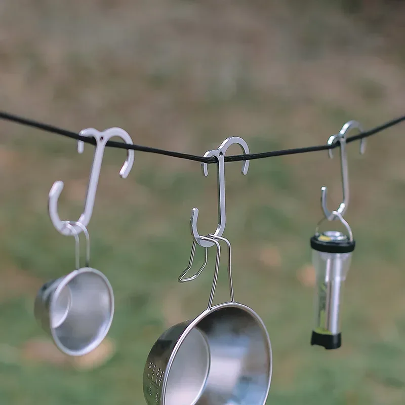 1/2/3/4pcs Outdoor Leather Hanging Hook S-Shaped Travel Kitchenware Finishing Hook Kitchen Pot Pan Lamp Holder Storage Rack