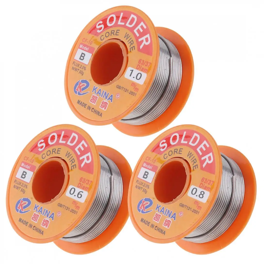 リール込みEnergized Rosin 63/37 Solder Wire 63/37 50g Tin Clean Rosin Core 0.6/0.8/1.0/1.2