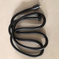 1.5/2M Stainless Steel Shower Hose Black/Silver Long Bathroom Shower Water Hose Extension Plumbing Pipe Showerhead Tube 2