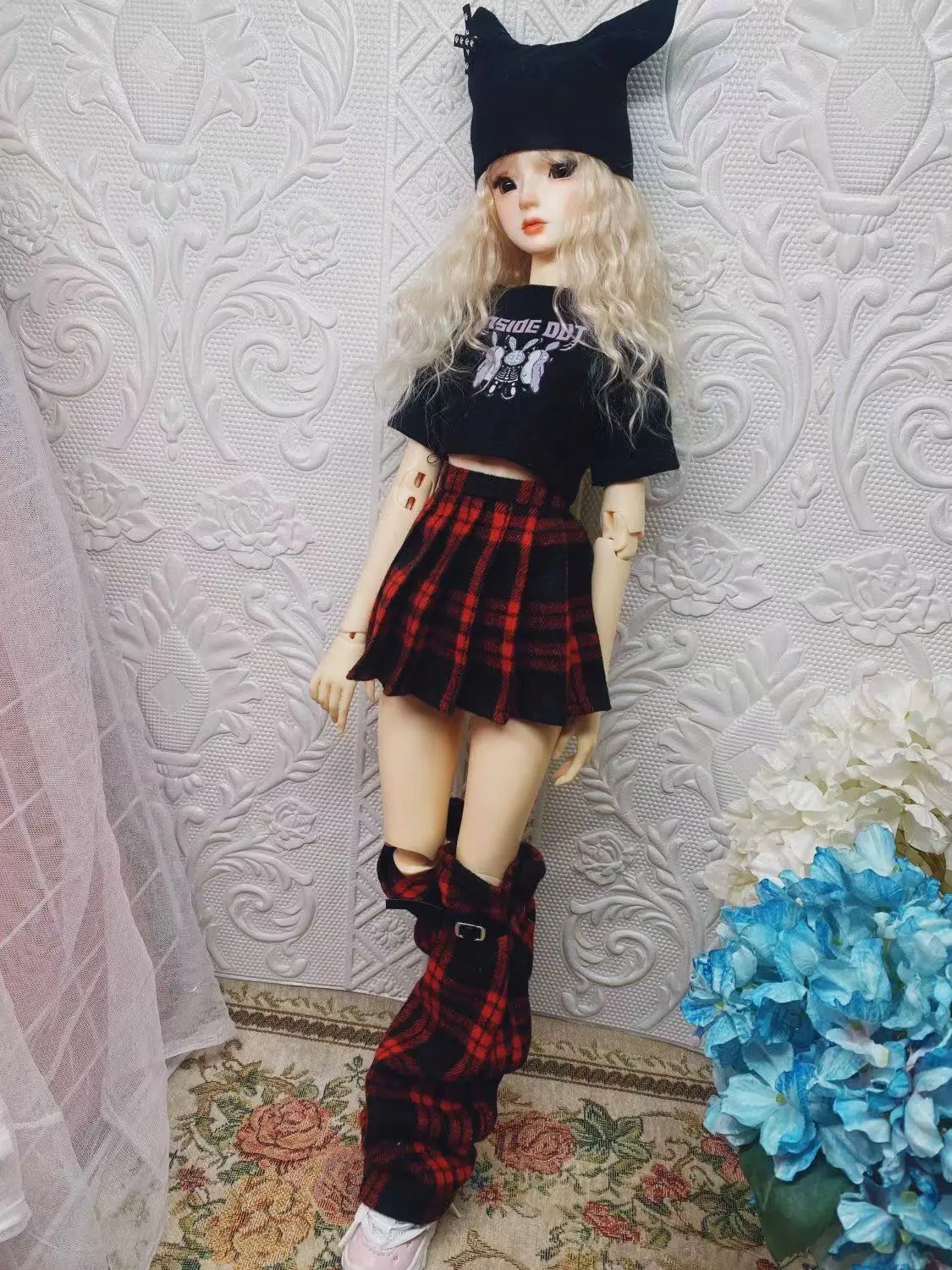 60 см 1/3 1/4 bjd Кукла Одежда только одежда полный комплект клетчатая юбка Новогодняя одежда 60 см Ye Luoli детская одежда в шапку