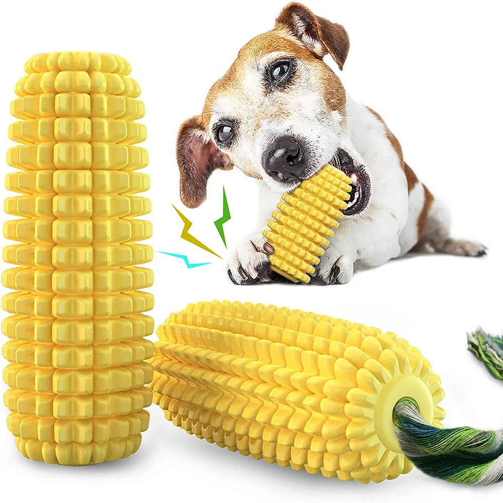 

Dog Chew Toys for Chewers Tough Durable Squeaky Interactive Dog Toy Puppy Teeth Chew Corn Stick Toy for Small Medium Large Breed