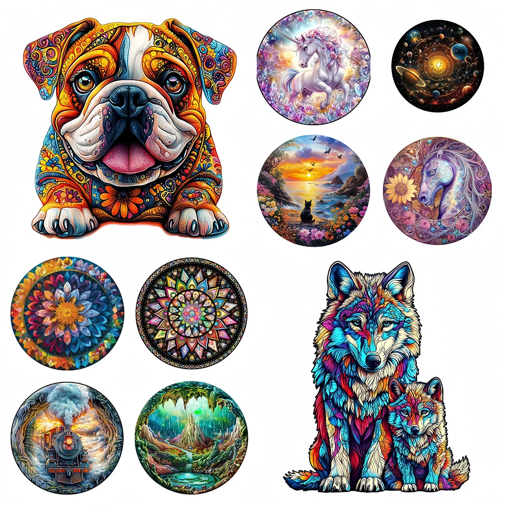 Dog Wooden Animal Puzzle for Adults Kids Uniquely Irregular Animal Wolf Shaped Jigsaw Puzzles Toys Christmas Gift Family Games jigsaw puzzles wooden jigsaw puzzles wooden puzzle toys educational puzzles mini jigsaw puzzle paper puzzle toys