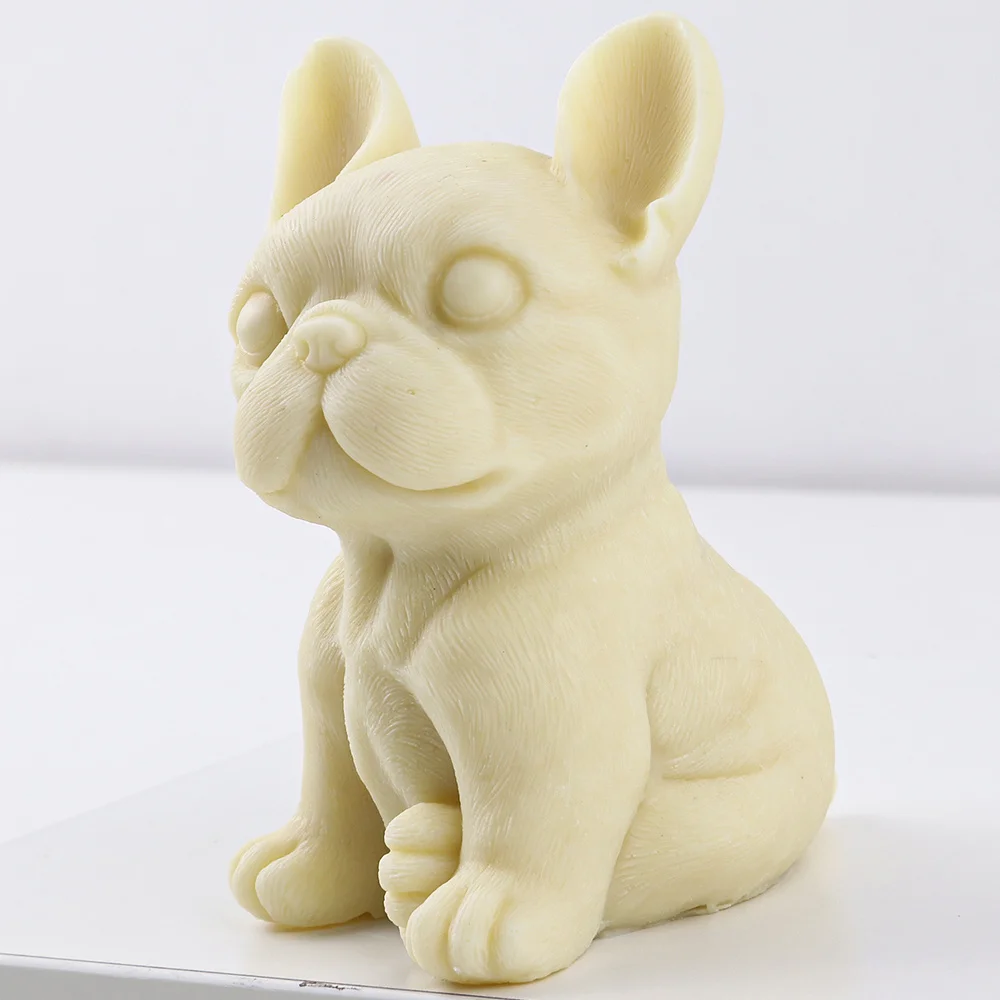 Moule à bougie en silicone animal mignon, en forme de bouledogue français, bricolage exécutif, moule en résine de plâtre Regina, cadeau de fête de vacances