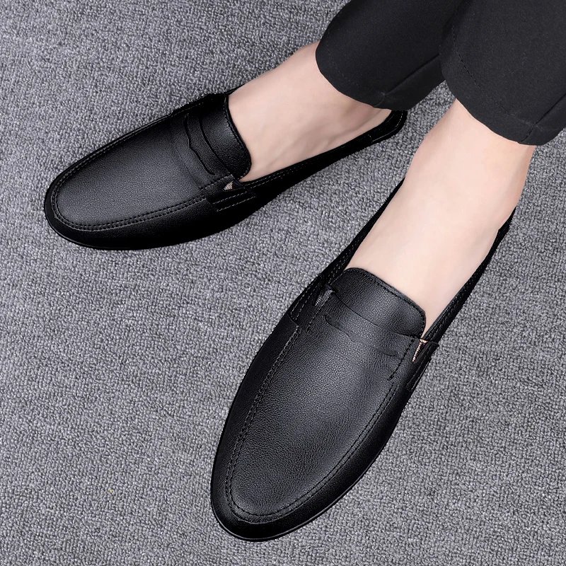 Fashion Men Half Loafers Genuine Leather Slippers - Uniqwear
