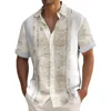 Summer Striped Printed Shirts For Men Casual Short Sleeve Button Down Loose Hawaiian Shirt Oversized Men Clothing Lapel Shirt 4