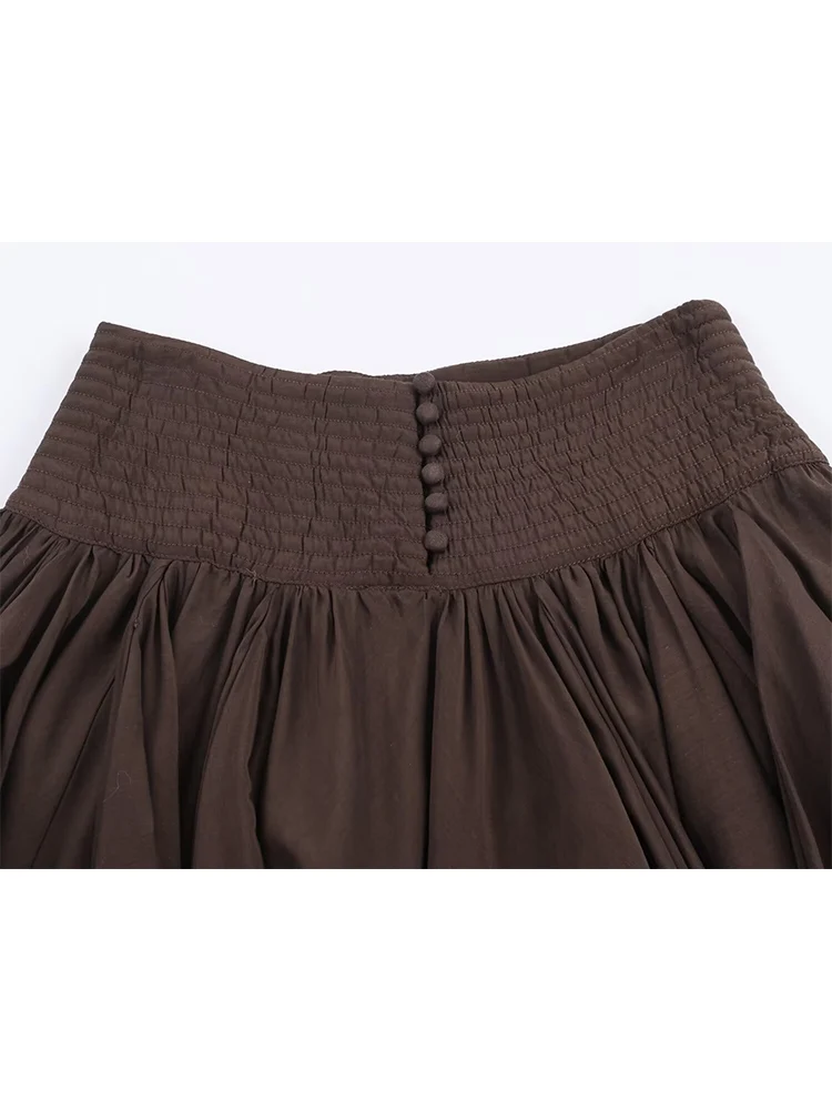 Women Tierred Pleated Long Skirts Fashion High Waist Elegant Ruffles Elastic Waist Layered Midi Skirt ﻿Spring Autumn New