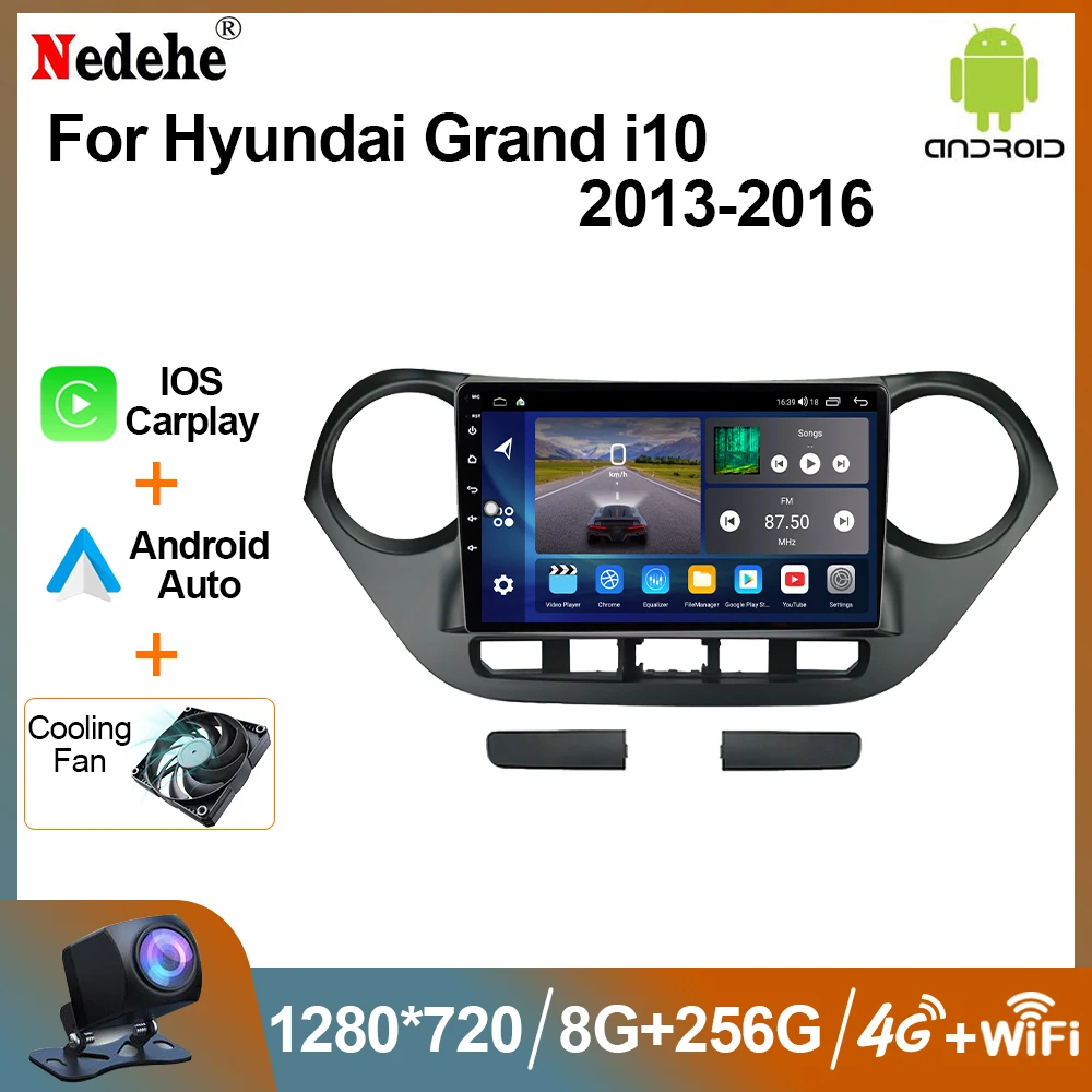 

Автомобильный радиоприемник Android Carplay 8G 128G для Hyundai Grand i10 2013 - 2016 мультимедийный стерео плеер GPS Навигация Аудио сенсорный экран