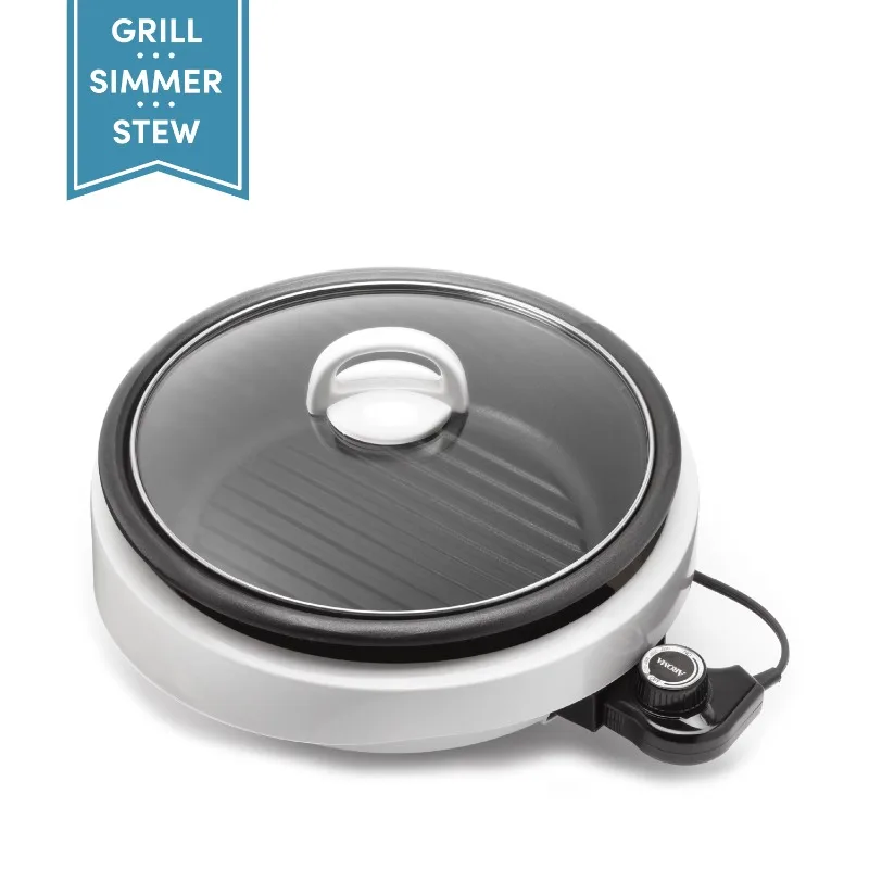 Aroma&reg; 3Qt. Grillet&reg; 3-in-1 Electric Indoor Grill-White