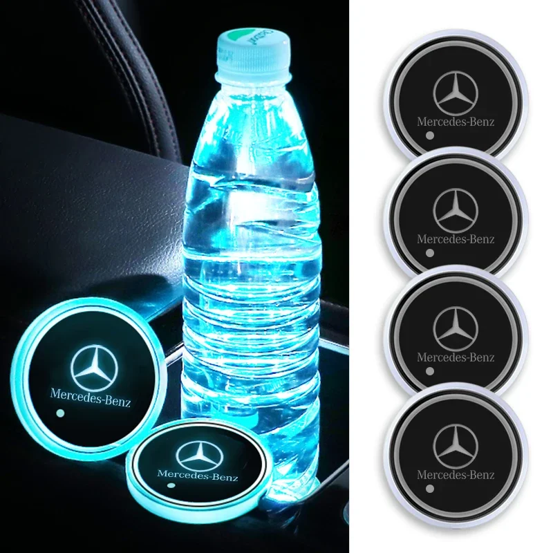 Lot de 2 sous-verres brillants pour voiture, tapis antidérapant pour porte-gobelets Mercedes Benz C260 W204 W205 W211 W212 W190 W213 W168 C300 W177 GLC
