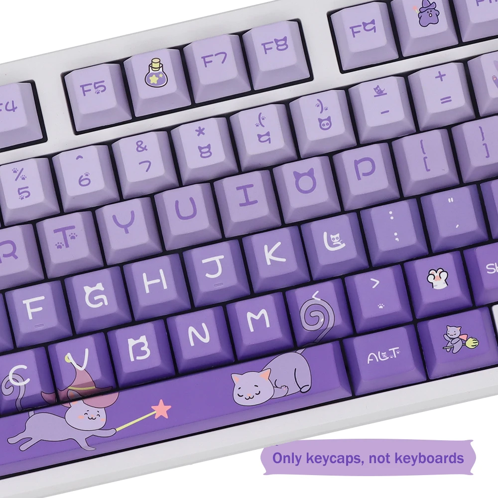 Purple Gradiente Gato Keycaps Cereja Perfil Pbt Dye Sublimação Keycap para Interruptor mx Teclado Mecânico Gk61 64 68 75 84 87 96 - Imagem 3