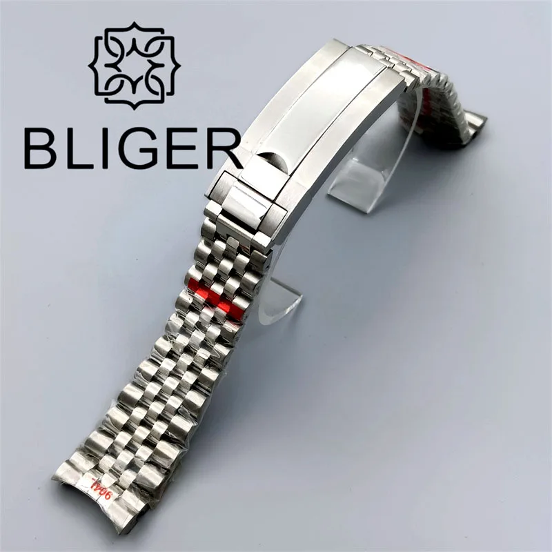 BLIGER 20mm Curved End Link Jubilee Bracelet Silver Gold Rose Gold