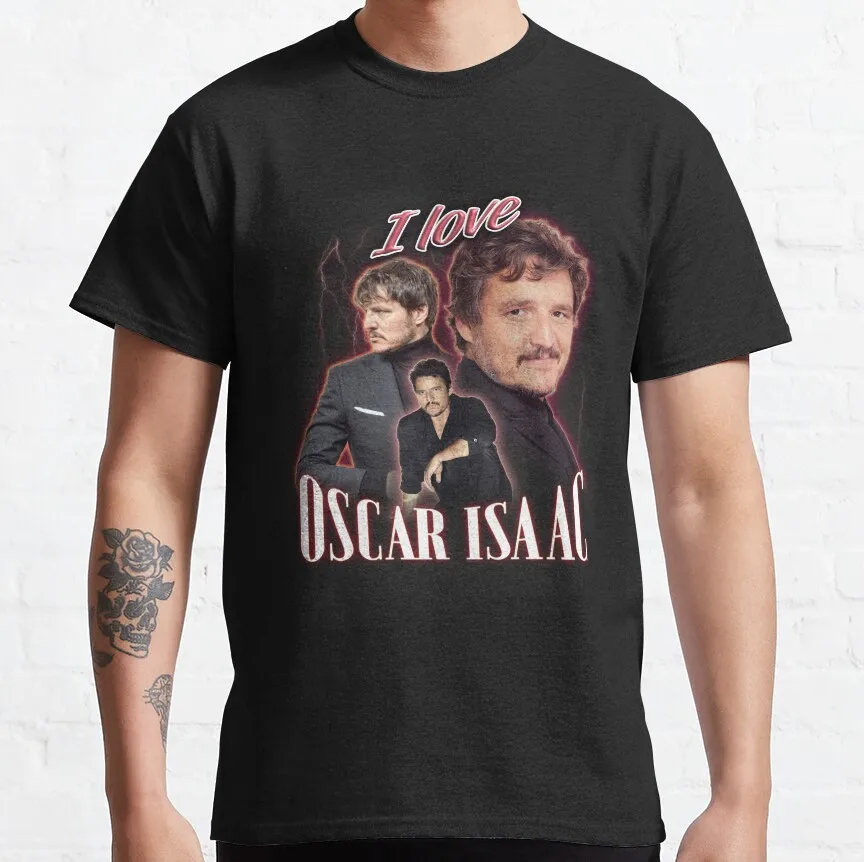

I Love Oscar Isaac Pedro Pascal Cursed Fan Collage T-Shirt anime clothes cute tops heavyweight t shirts