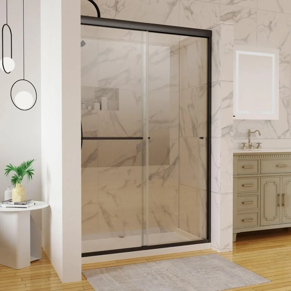 44-48" W x 72" H Semi-Frameless Sliding Shower Door, Bathroom Glass Shower Door with 1/4 (6mm) Clear SGCC Tempered Glass 3