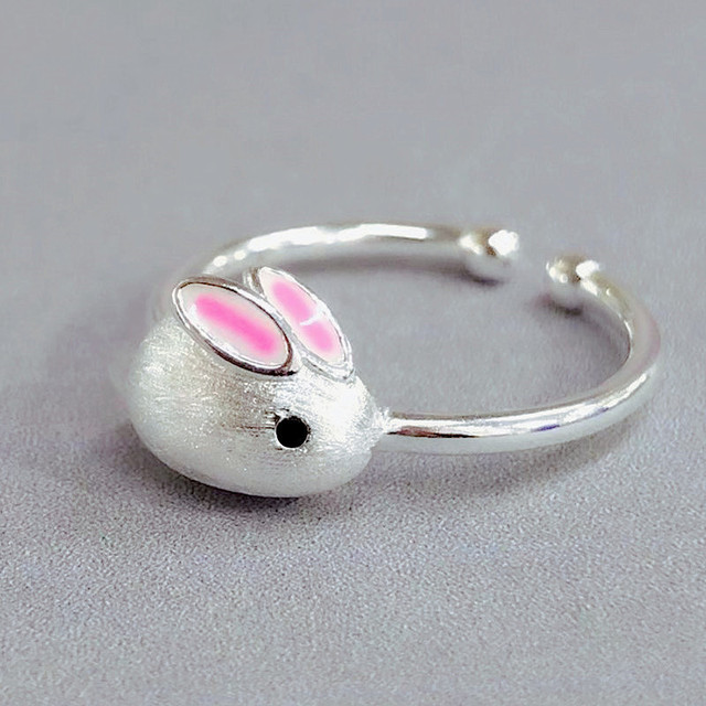 Cute Rabbit Animal Ring Men Open Adjustable Metal Punk Fashion Rabbit Ear Shape Zircon Rings For Women 2022 New Jewelry