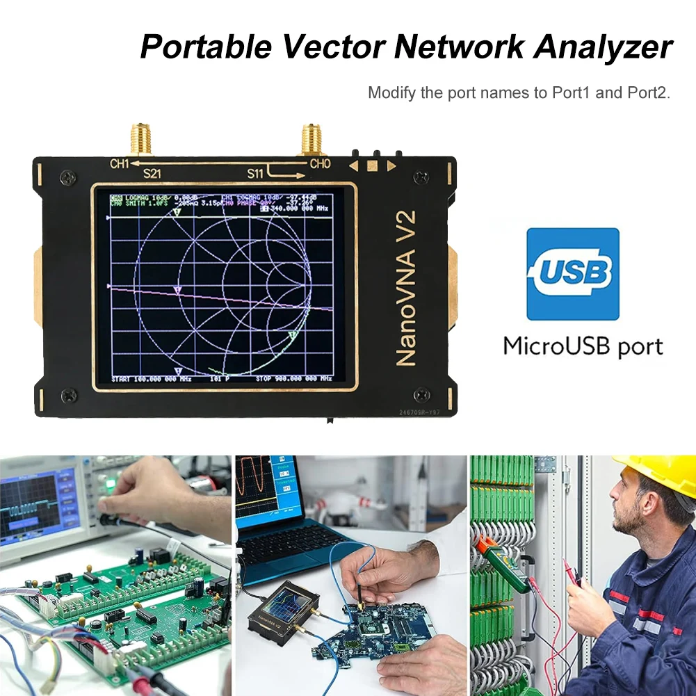 

50kHz-3GHz NanoVNA Vector Network Analyzer 3.2inch Touch Screen HF VHF UHF Analyzer for S Parameter Voltage Standing Wave Ratio