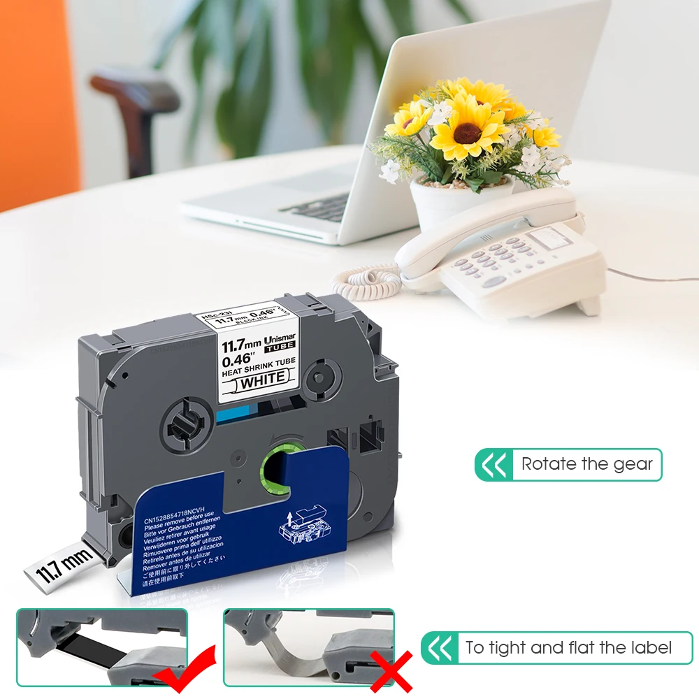 Cinta Para Hse-221 Termocontraíble 9mm X 1.5m - Negro Sobre Blanco