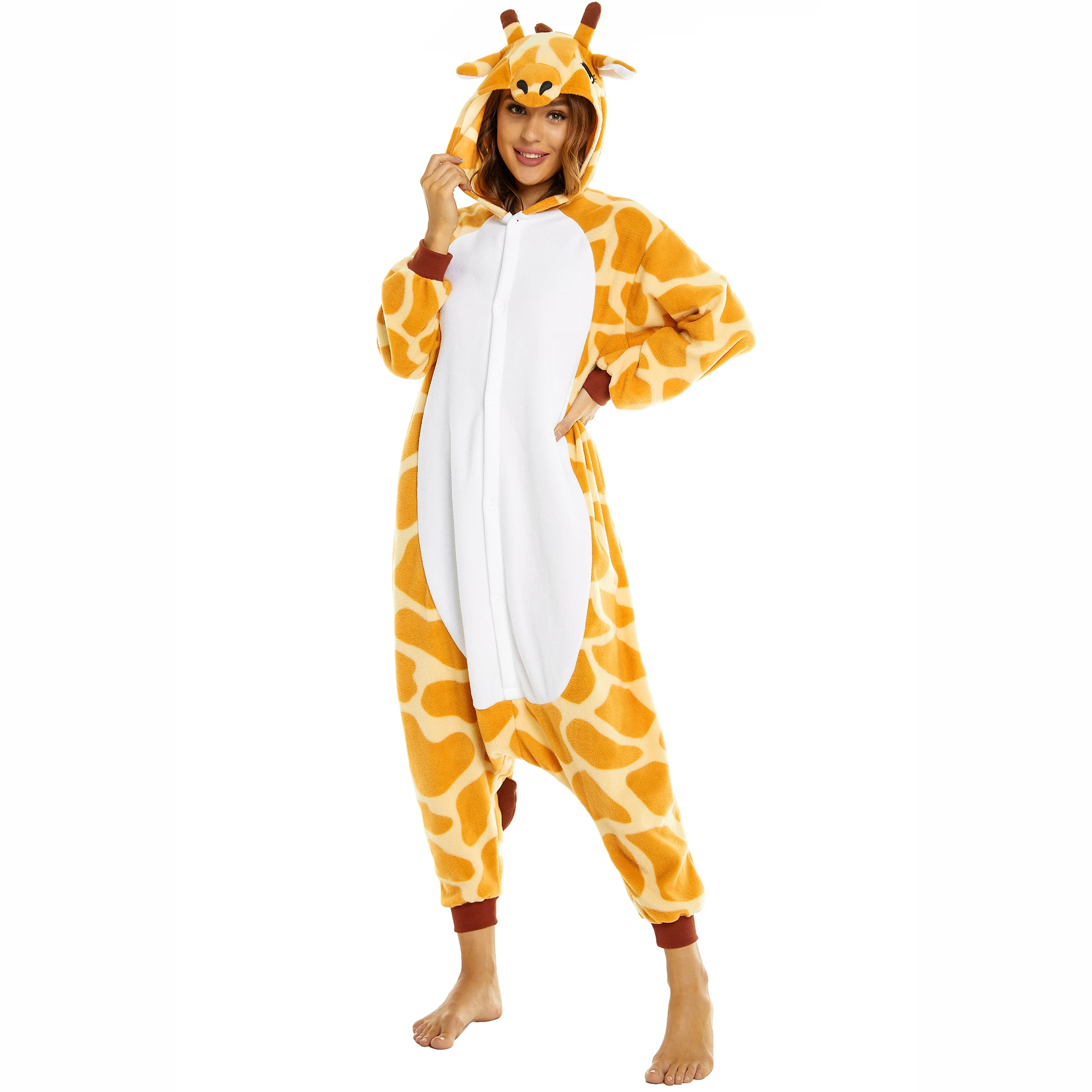 

CANASOUR Giraffe Onesies Adult Hooded Pajamas For Men and Women Halloween Christmas Zoo Animal Cosplay Costumes Jumpsuits