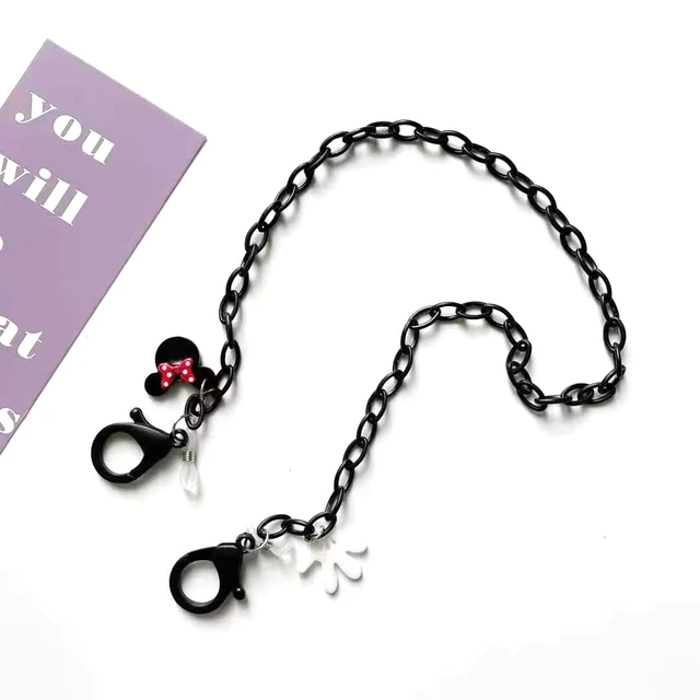 Face Mask Chain For Children Funny Cotton Glasses Lanyard Necklace Hangs Mouse Eyewear Chain Sunglasses Cord Jewelry Accessories Black 01