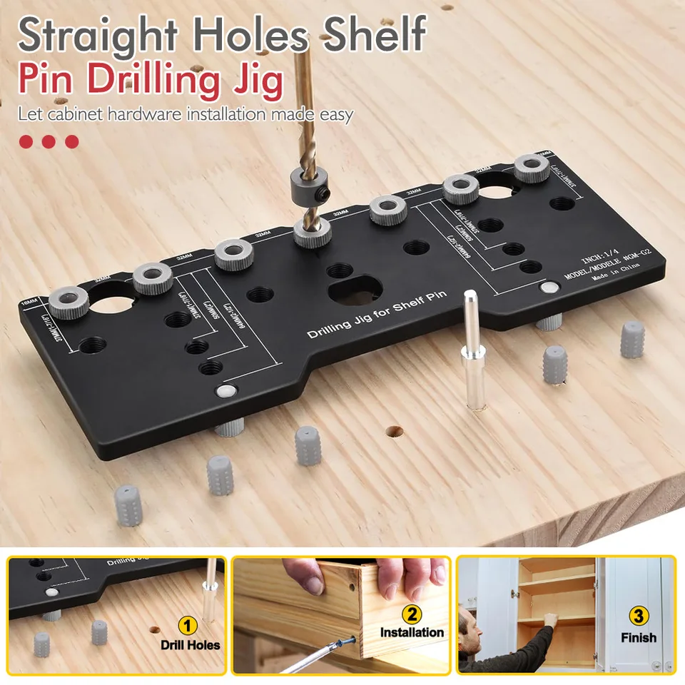 Concealed Hinge Installation Jig 2-in-1 Shelf Pin Jig And Hinge Jig