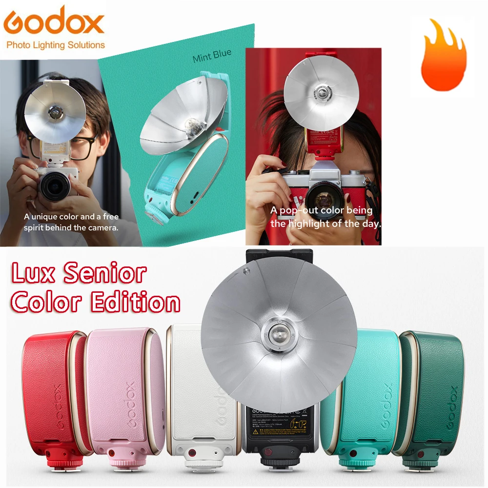 Godox Lux Senior Camera Flash Gn14 Speedlite Flash Photography Light Speedlight Video Light Diffusore Retro Per Canon Nikon