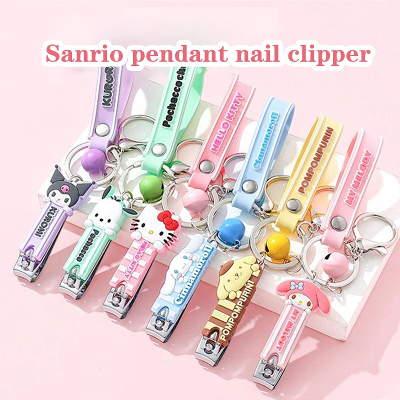 

Машинка для стрижки ногтей Sanrio Kawaii Hello Kitty Cinnamoroll Kuromi, милый инструмент для девочек, брелок для ключей, бытовые машинки для стрижки ногтей