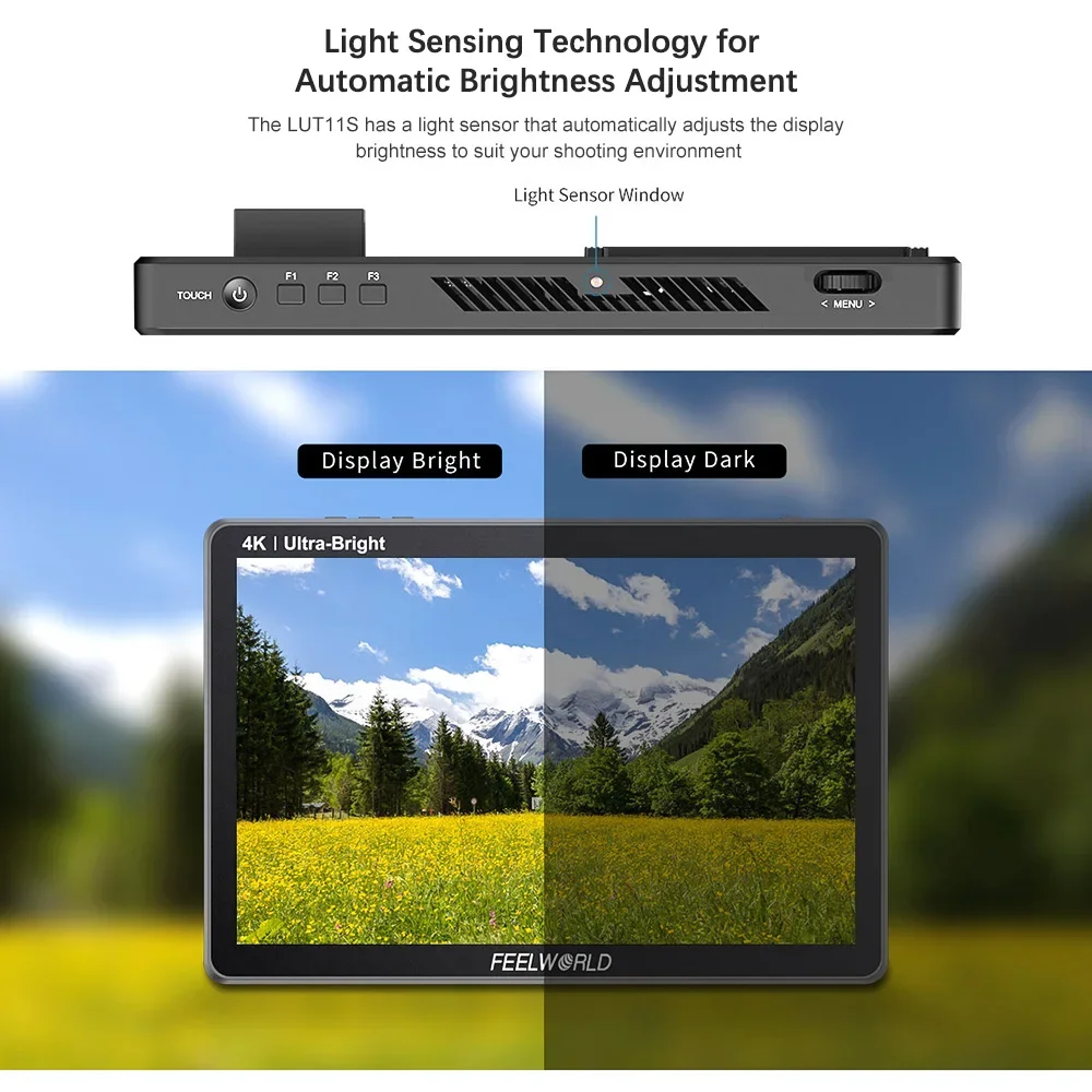 FEELWORLD LUT11H 10.1Inch DSLR Camera Field Daylight Viewable Director Video Monitor 2000nits IPS Touch Screen 1920x1200