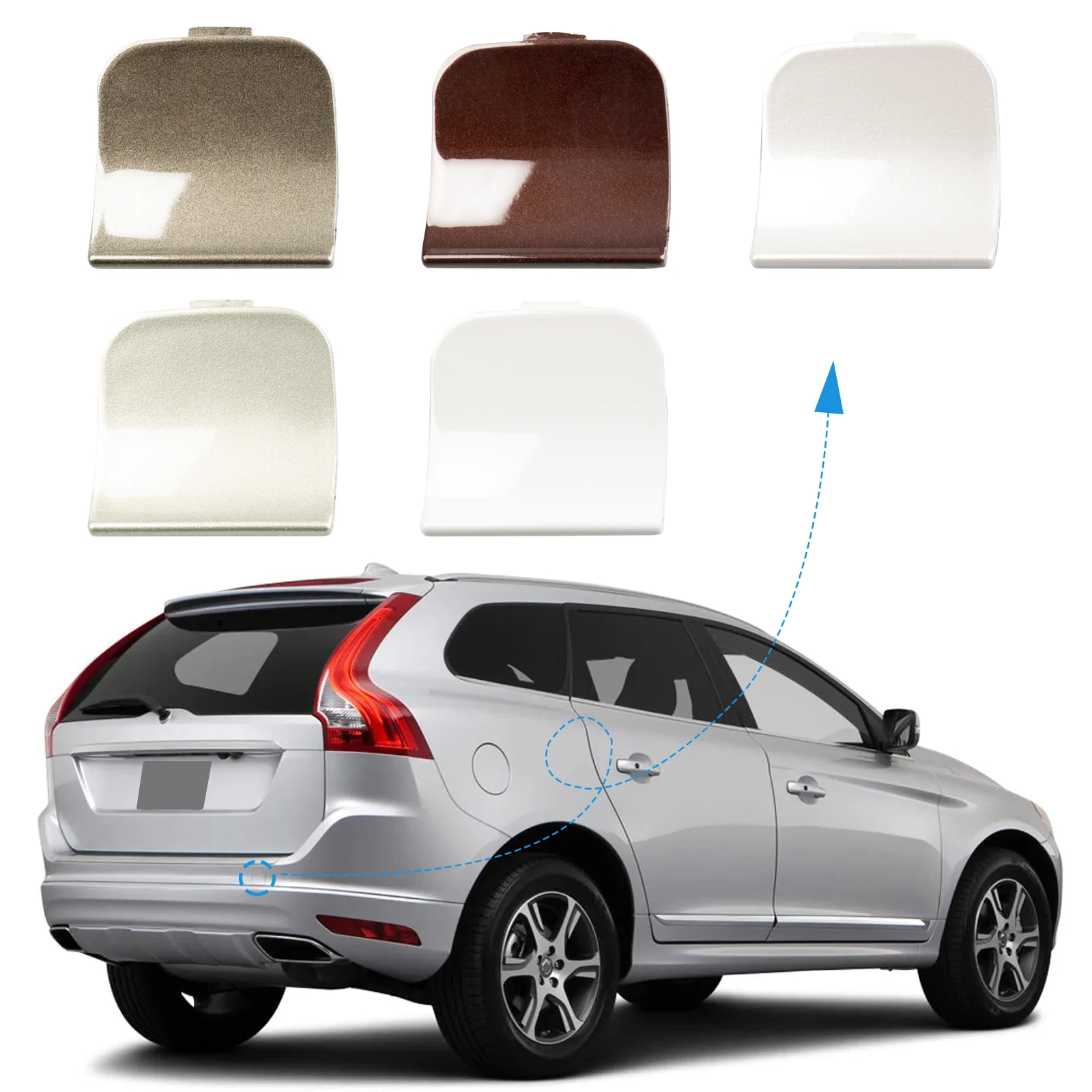 Rear Bumper Tow Hook Cover Cap Towing Eye For VOLVO XC60 Accessories 2014 2015 30763427 398550368 Right Passenger Side