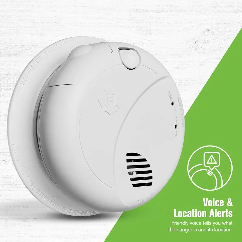 SMCO100V-AC, Interconnect Hardwire Combination Smoke & Carbon Monoxide Alarm with Battery Backup and Voice & Location Alerts 2